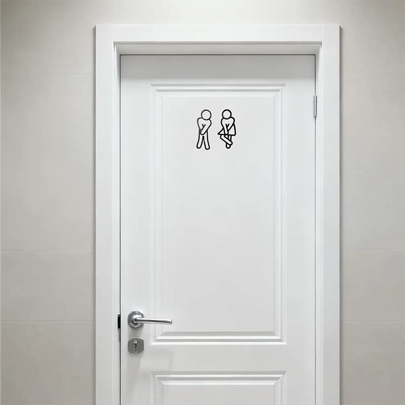 남녀를 위한 재미있는 화장실 표지판 창의적인 2D 평면 화장실 문 장식 레스토랑 호텔 카페 화장실 표지판 벽 스티커