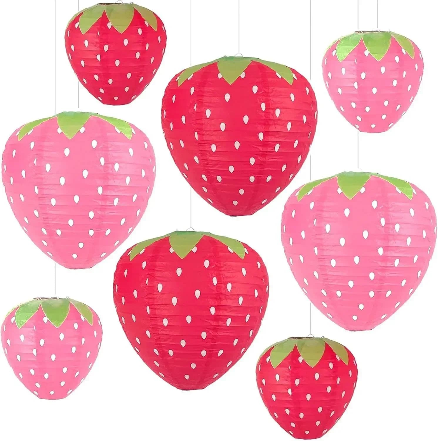 Strawberry Shaped Paper Lanterns for Kids Birthday Party Decor Handmade DIY Special-shaped Room Decoration Hangings