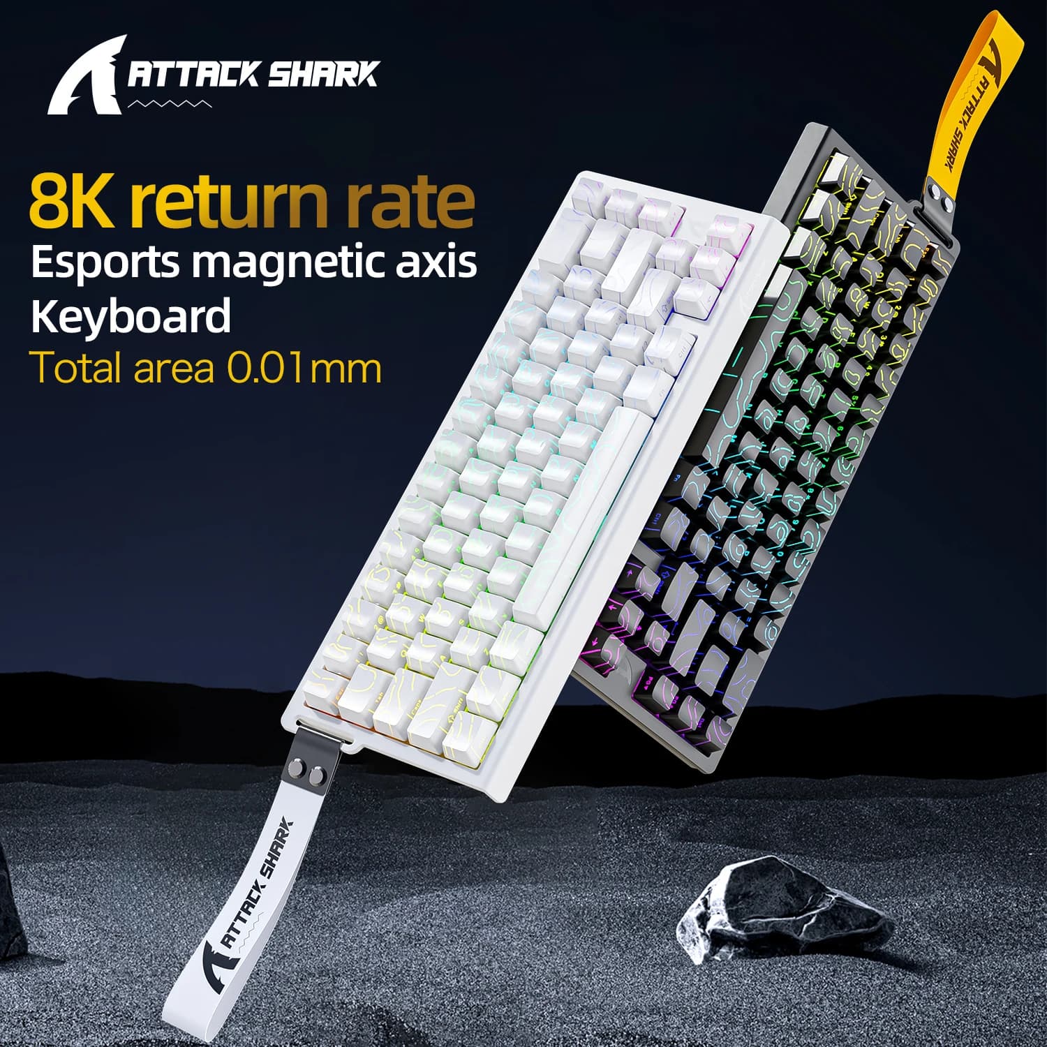 X68HE ATTACK SHARK 자기 게임용 키보드 Pro 게임용 기계식 유선 0.01mm Rapid Trigg 8000Hz SOCD/Rs 0.125ms 128K 속도