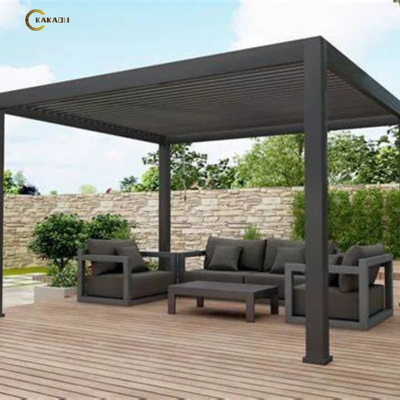 Kakadu 694-170 Motorized Aluminum Pergola Cover 3x3 Gazebo or Pavilion for Garden Decor
