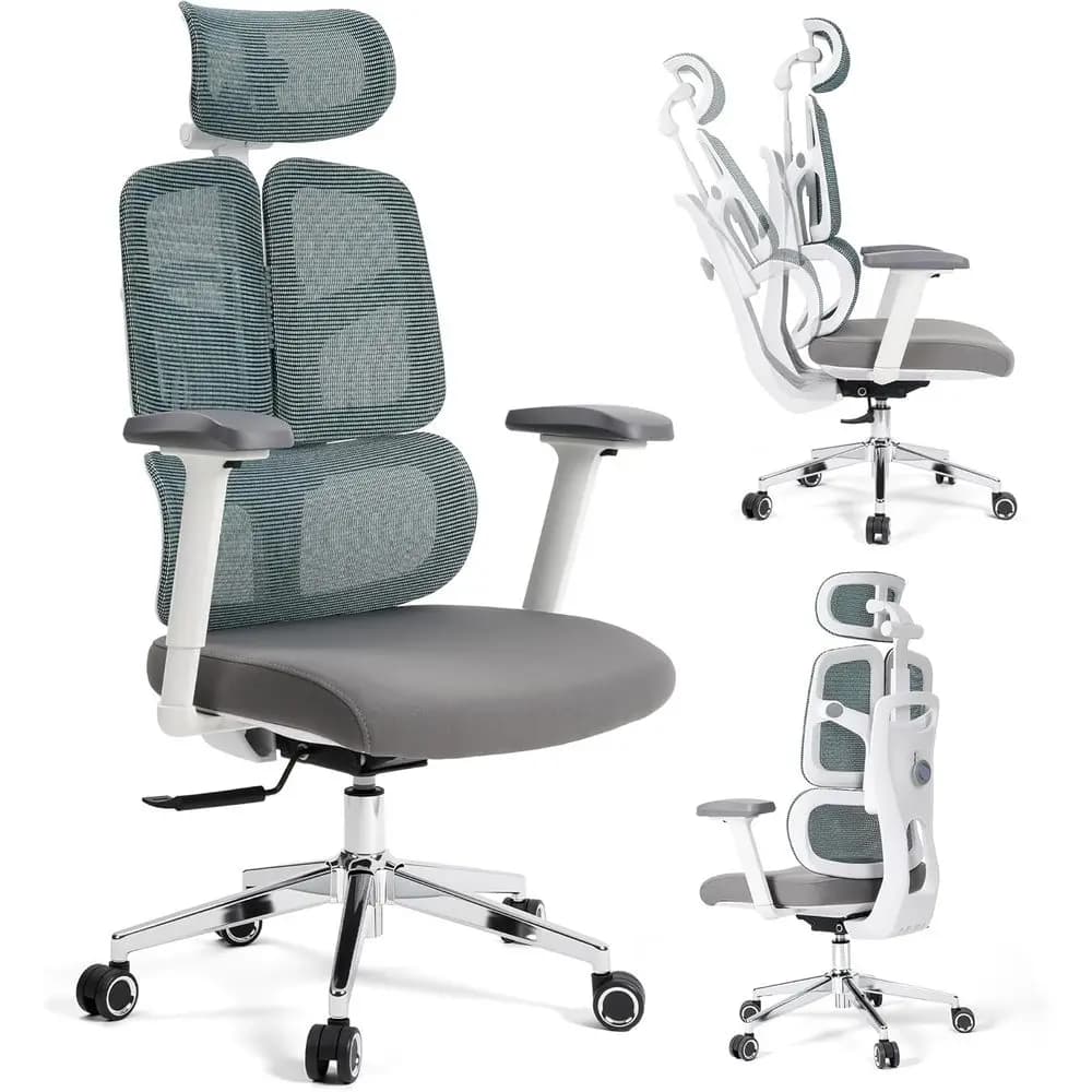 Ergonomic High-Capacity Mesh Office Chair - Comfortable Gaming Desk Chair with Adjustable 90-125° Recline and 3D Armrests