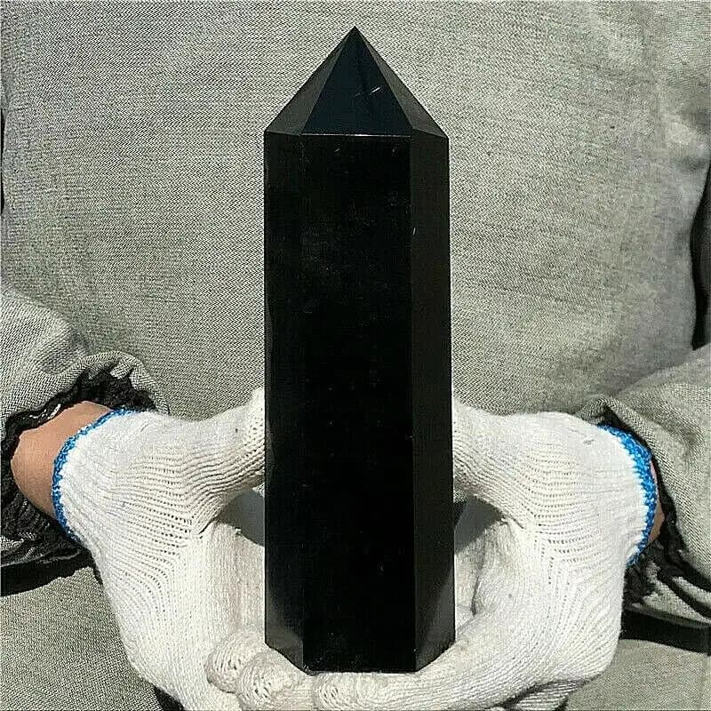 천연 블랙 토르말린 수정 포인트 타워 힐링 원석