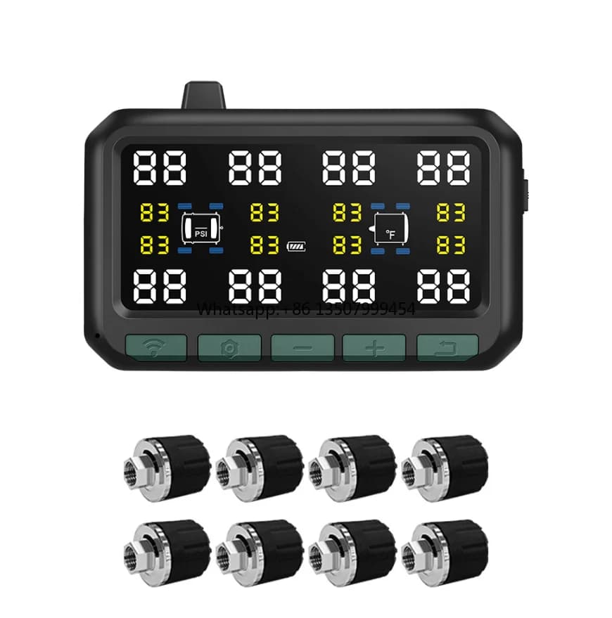 Cross-border-exclusive Smart Wireless Tire Pressure Monitoring System Suitable for 8-wheel Trucks and Buses