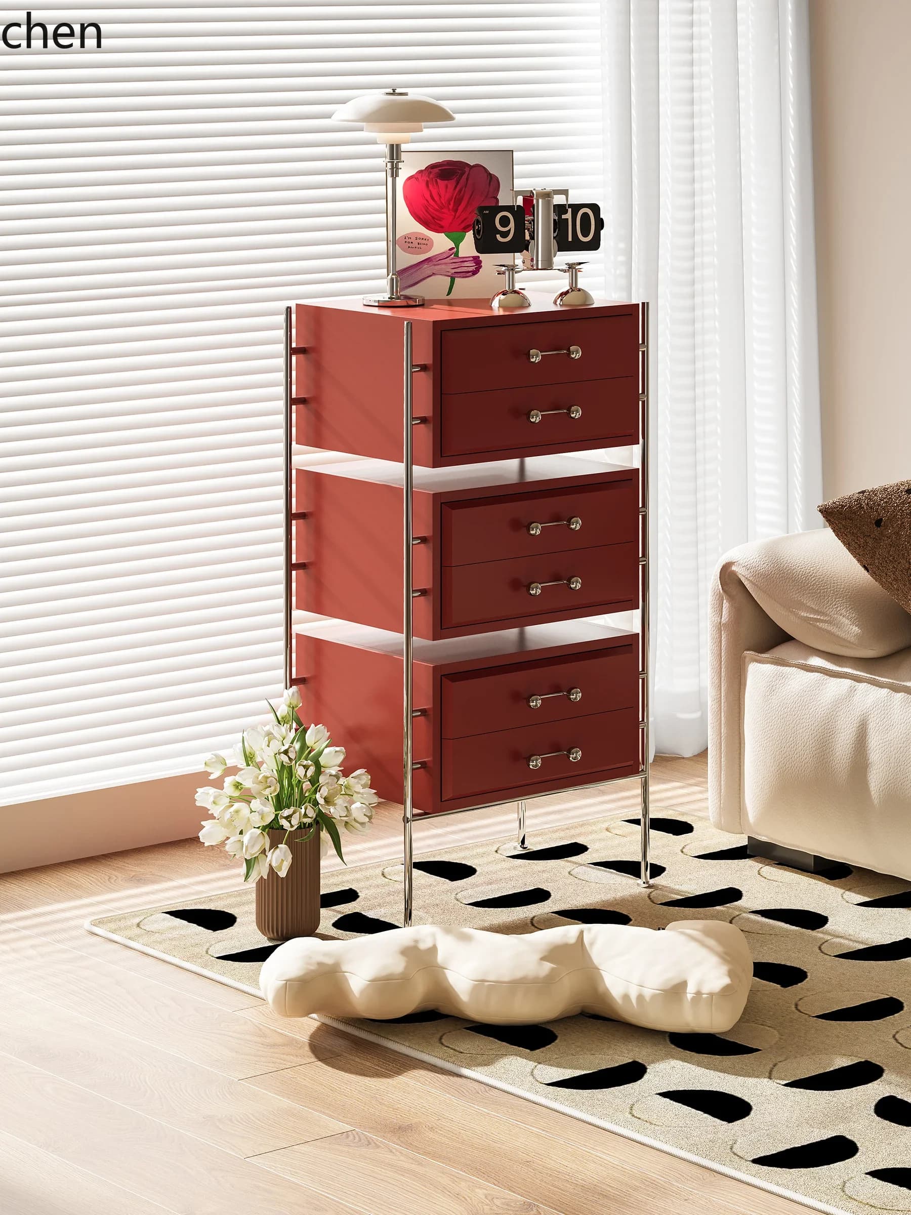 metal design sense exquisite wall storage metal modern solid wood cabinet