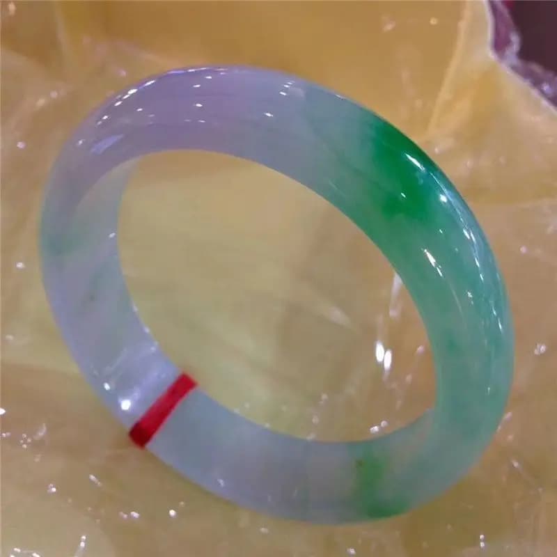 Natural Violet Jadeite , Ice-Waxy Texture, Spring Color with Green Tints, Round Design, Women's Jade Bracelet