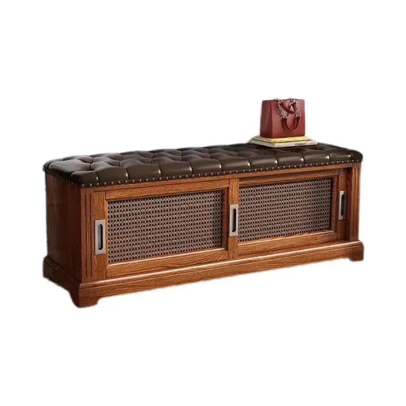 Solid wood shoe changing stool household door multi-functional sliding door shoe cabinet