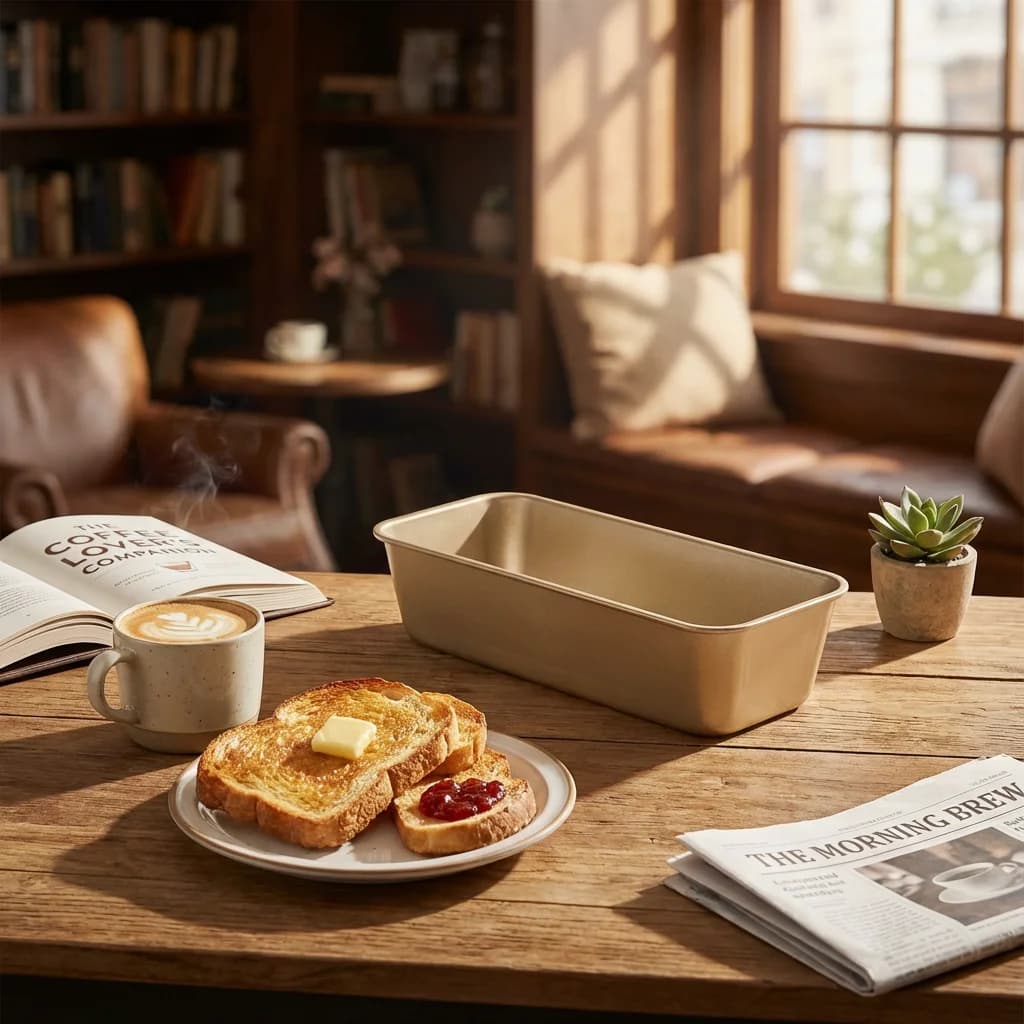 Non-Stick Toast Bread Pan, Golden Coating, Food Grade, Easy Release, Perfect for Home Bakers & Beginners