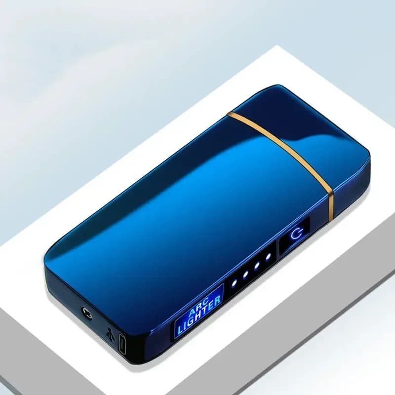 Hot Selling Windproof Electric Metal Lighter Double Arc Flameless Plasma Lighter USB Rechargeable LED Power Display Touch Sensor