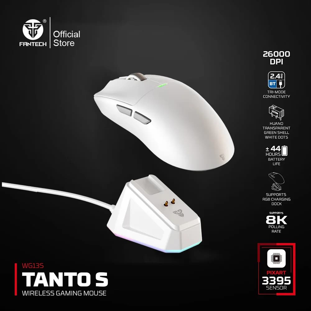 FANTECH TANTO S WG13S 무선 게이밍 마우스 PAW3395 8K 26000DPI 충전독