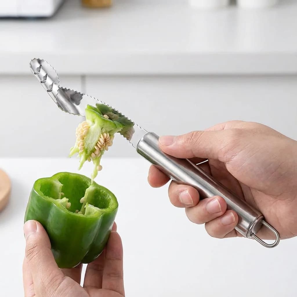 Daily Home Stainless Steel Round Tube Pepper Corer - Kitchen Pepper/Bitter Gourd Seed Remover Daily Vegetable Stuffing Core Tool