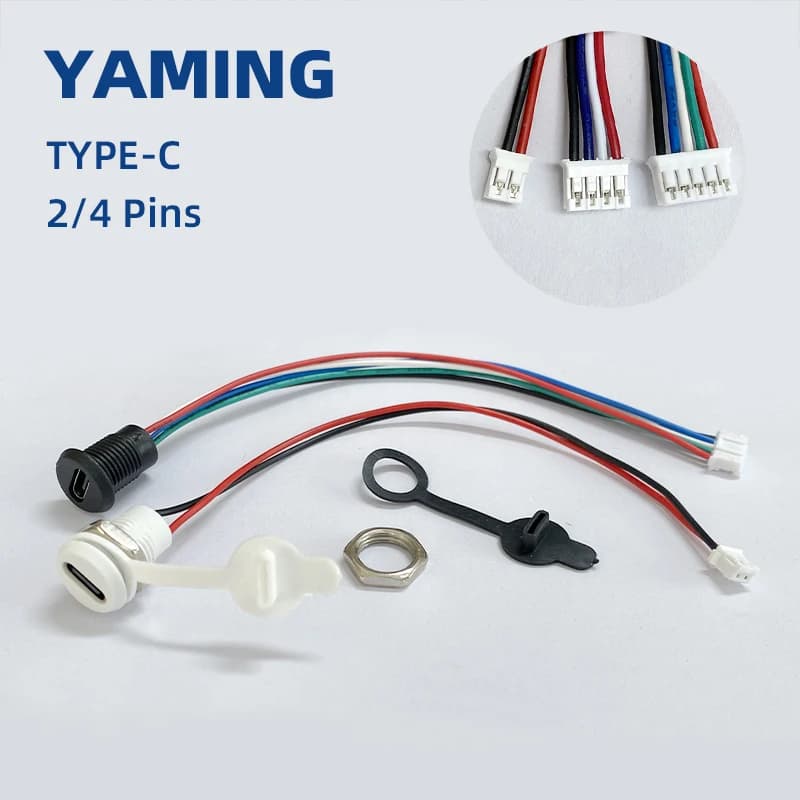 TYPE-C USB 커넥터 2/4핀 방수 암단자 15cm 케이블 PH2.0 터미널