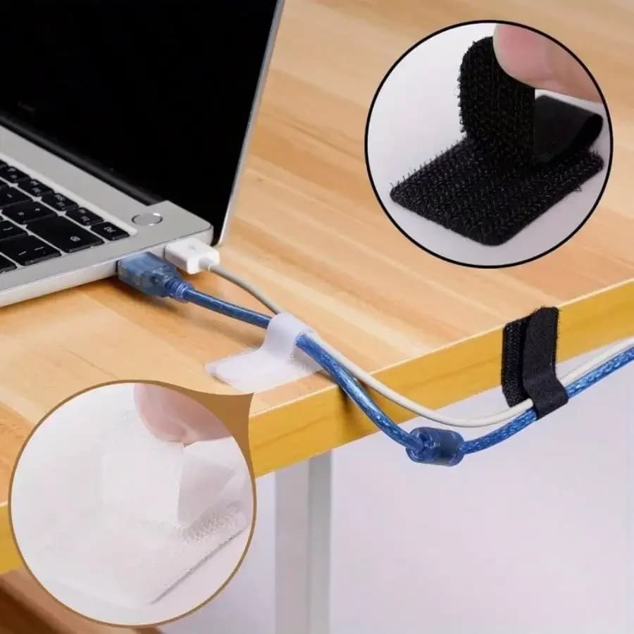 Black/white Self-adhesive Nylon Zip Ties, Office Cable Management Tool, Suitable for Desktop Organization, Saving Space