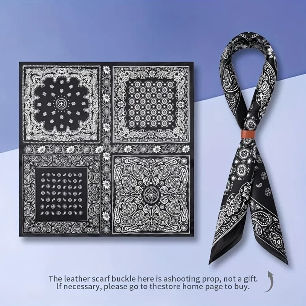 100% Silk Scarf with a Four-Square Pattern, Versatile And Artistic, Suitable for Casual Wear, Featuring a Smooth And Skin-Frien.