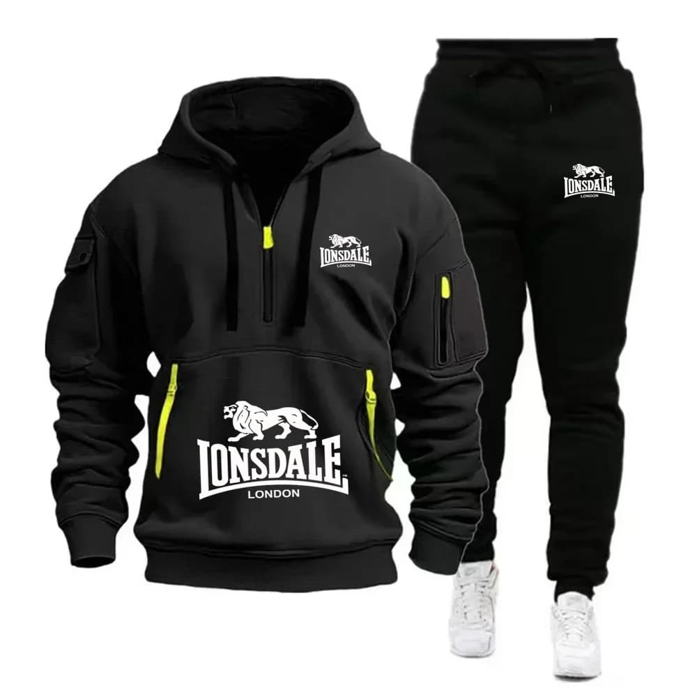 New Autumn and Winter Men's Casual and Fashionable Loose Multi-pocket Pullover Hoodie and Outdoor Jogging Sweatpants Set