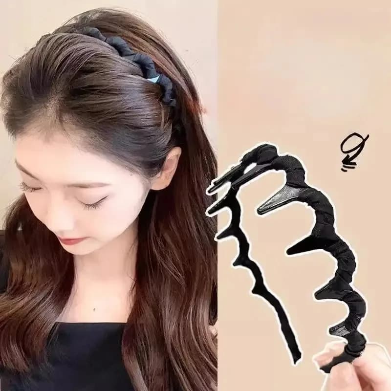 2개 세트 새틴 블랙 에메랄드 그린 빗살 헤어밴드