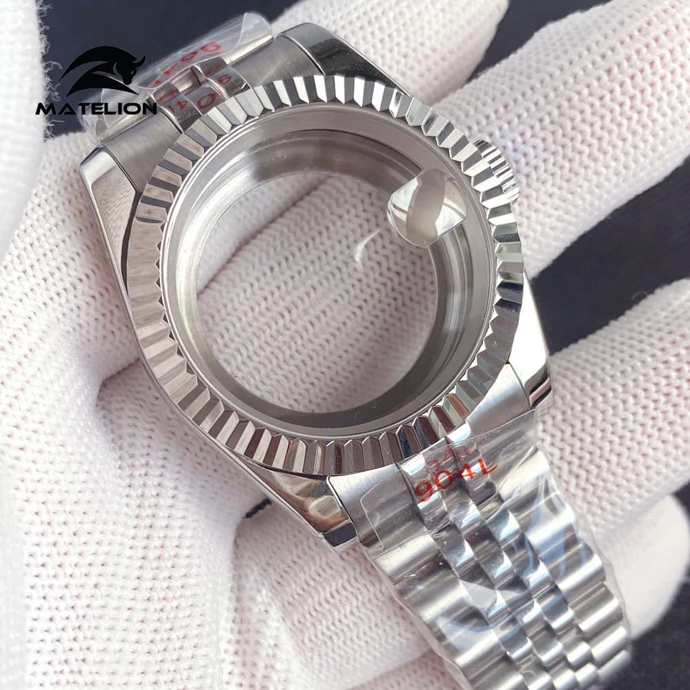 Matelion 실버 36/39mm 플루티드 베젤 워치케이스 NH35 NH36 ETA2824용