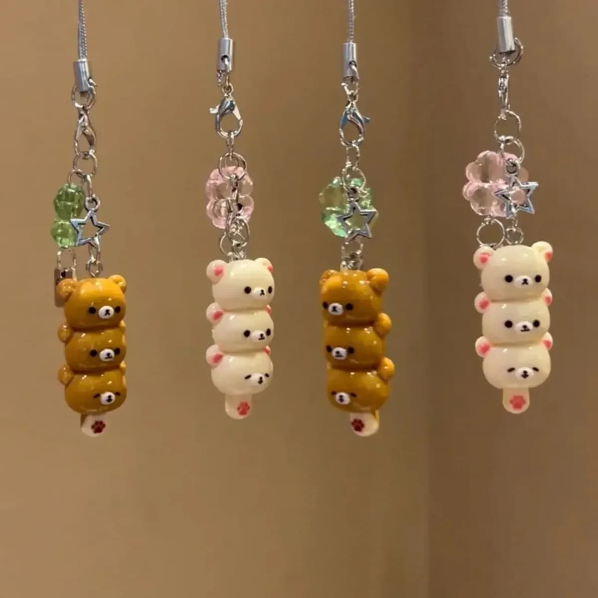2026 New Cute Bear Phone Charms Pendant Kawaii Anime Keychain Accessories for Keys Schoolbag Ins Korea New Y2K