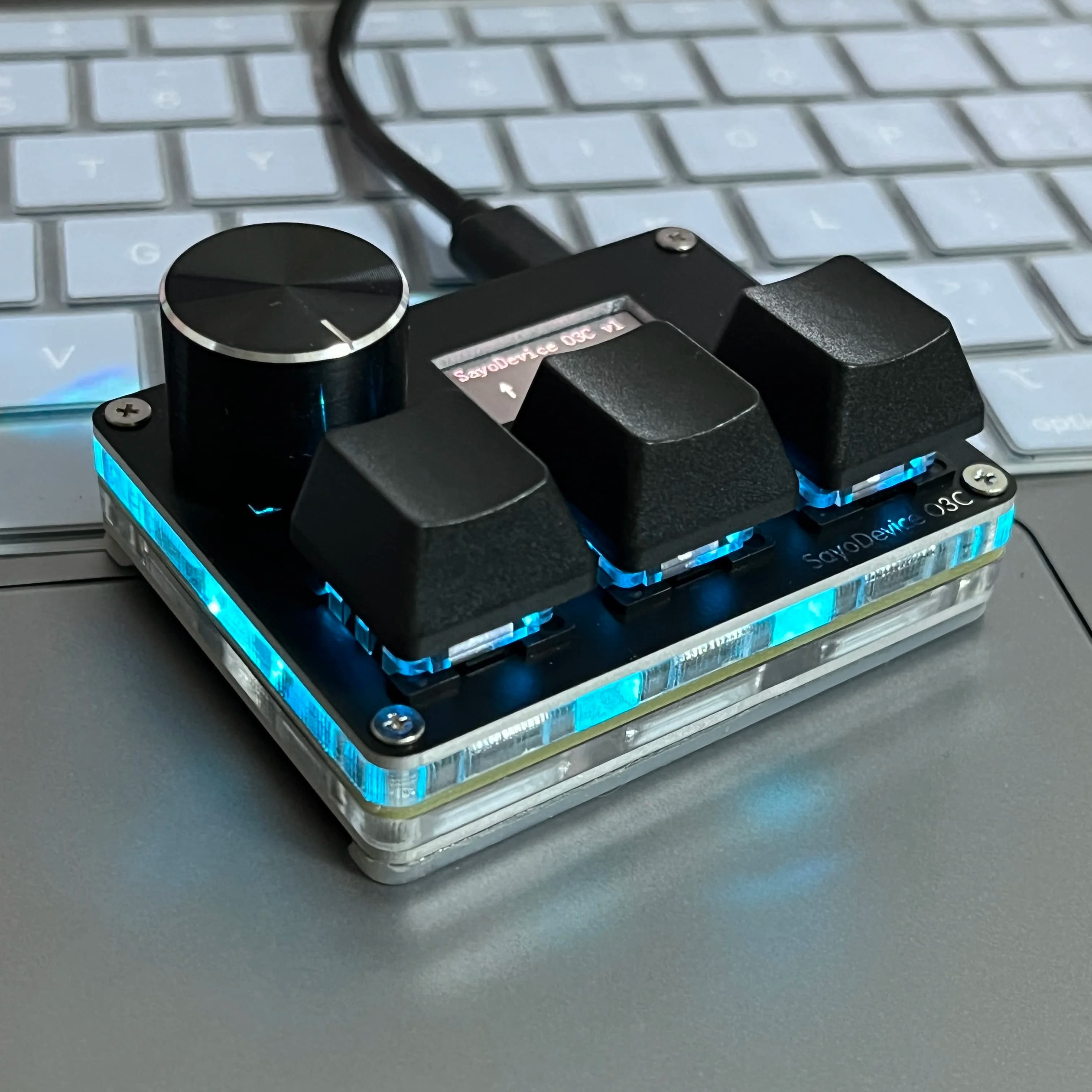 핑크 SayoDevice OSU O3C 급속 트리거 홀 스위치, 손잡이 포함 키보드, 마그네틱 레드 스위치, 화면 복사 붙여넣기 샷컷