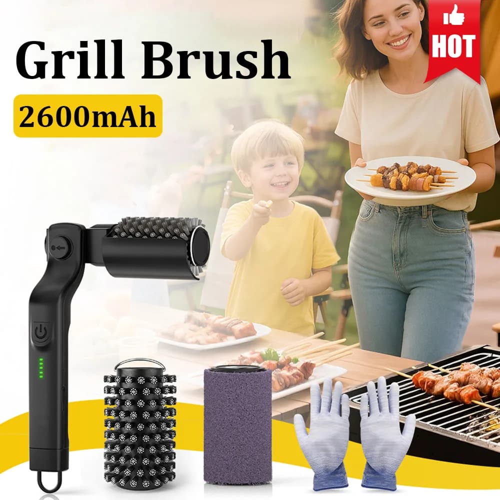 2600mAh 무선 충전식 전동 그릴 청소 브러시 스테인리스 BBQ