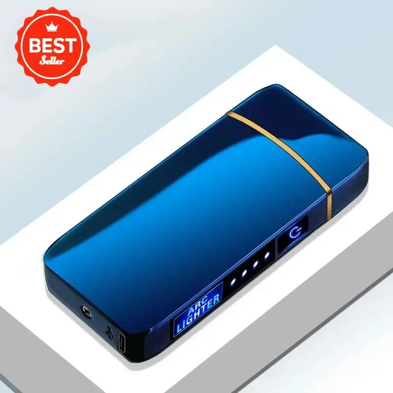 전기 방풍 메탈 라이터 듀얼 아크 무염 플라즈마 USB 충전 LED 전력표시 터치