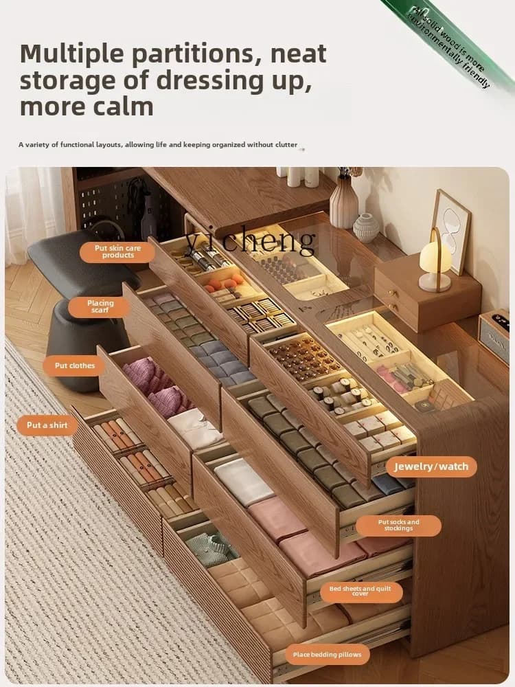 medieval wall chest light luxury high-end bedroom cosmetics jewelry integrated storage cabinet