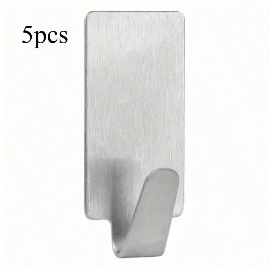 5 Stainless Steel Self-adhesive Hooks, Wall Door Hooks, Wall Racks, Nail-free Stainless Steel Hooks, Kitchen and Living Room