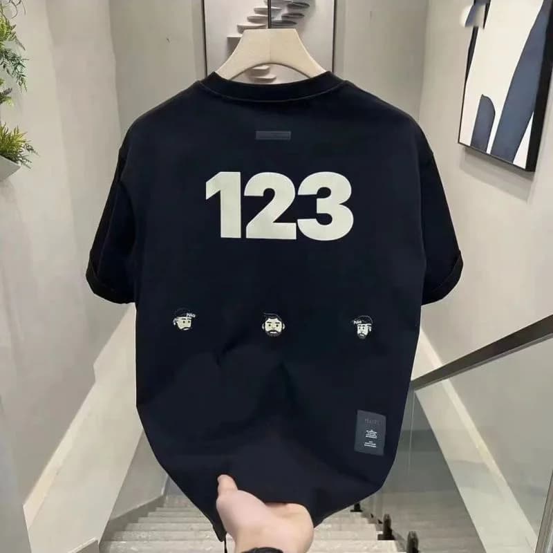 2024 Summer Korean Version Loose Casual Oversized Comfortable and Breathable Round Neck Printed Short Sleeved T-shirt for Men