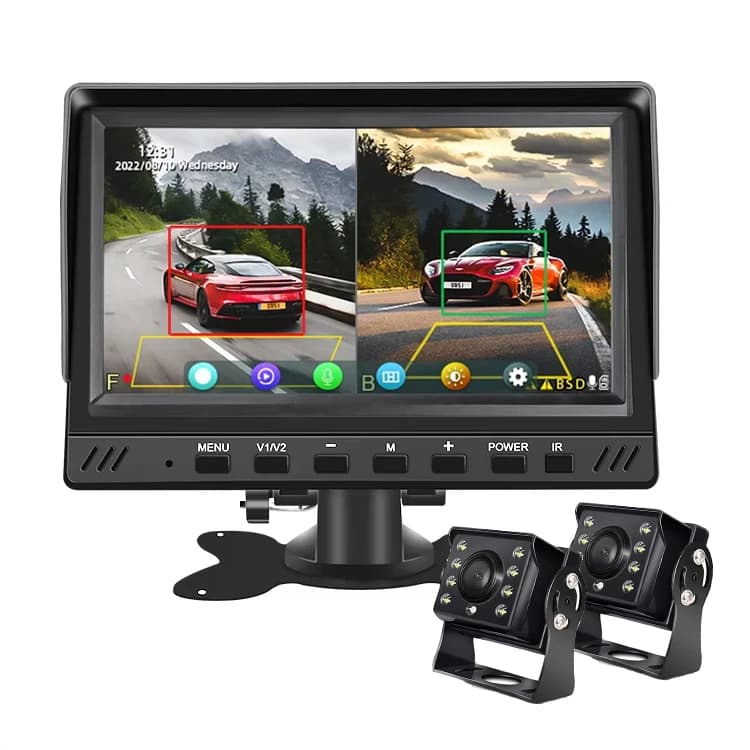7인치 2채널 사각지대 감지 DVR 모니터 AHD 1080P 카메라 2개 트럭 버스