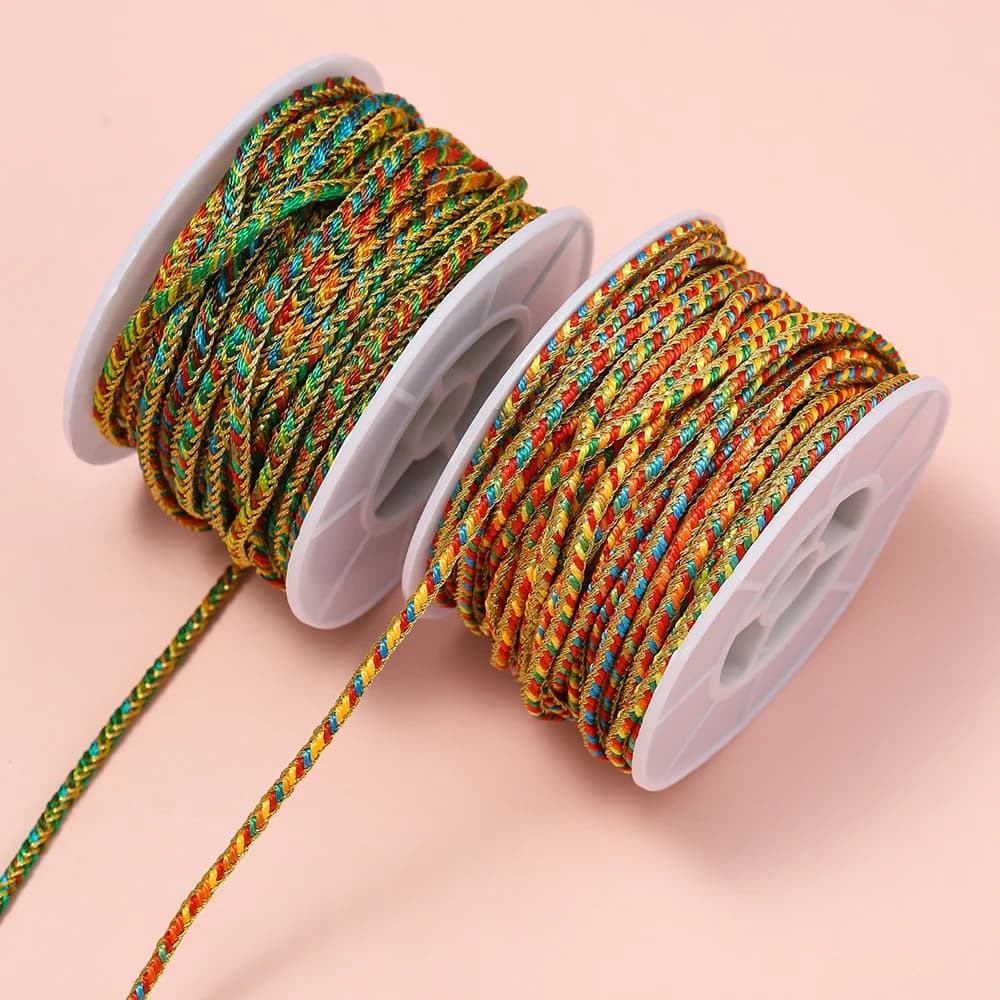 DIY 팔찌 목걸이용 컬러 매듭끈 비탄성 5가닥 3mm 2m