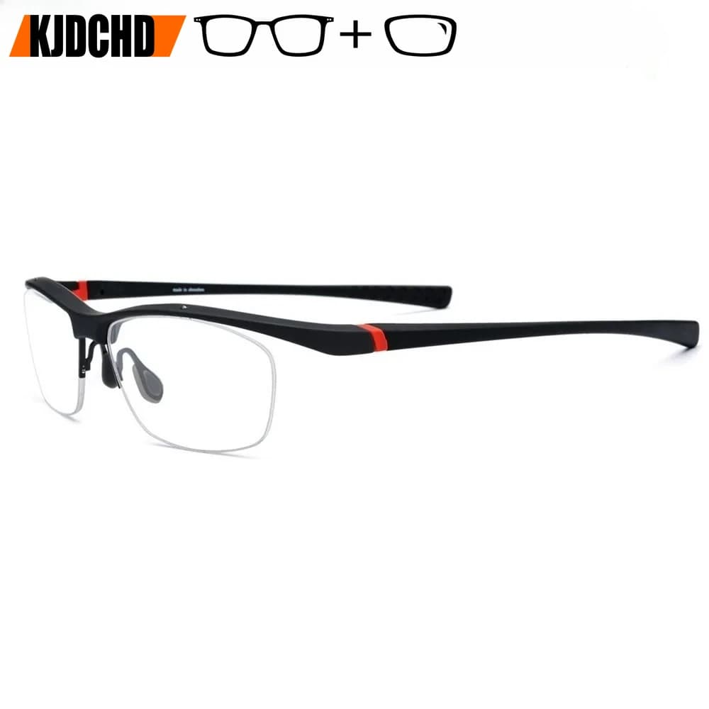 Man's Sports Prescription Glasses TR90 Myopia Eyeglasses Half Frame Optical Spectacles with Diopters Square Basketball Eyewear