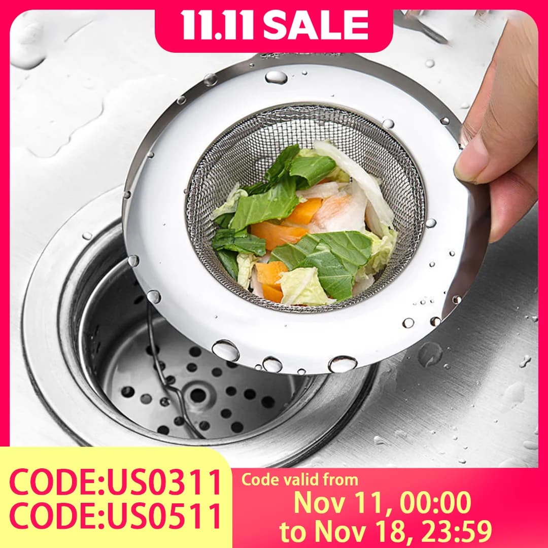 Stainless Steel Sink Strainer  - Odor-Proof Kitchen Drain Filter with Fine Mesh, Removable Basket for Food Scraps, Hair Ca