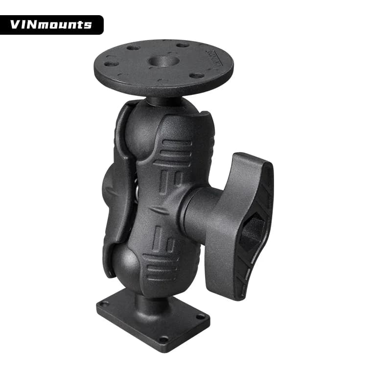 VINmounts 2.25" Heavy-duty fish finder bracket, with D-shaped aluminum base measuring 38.1*63.5mm and short arm for Ram mount