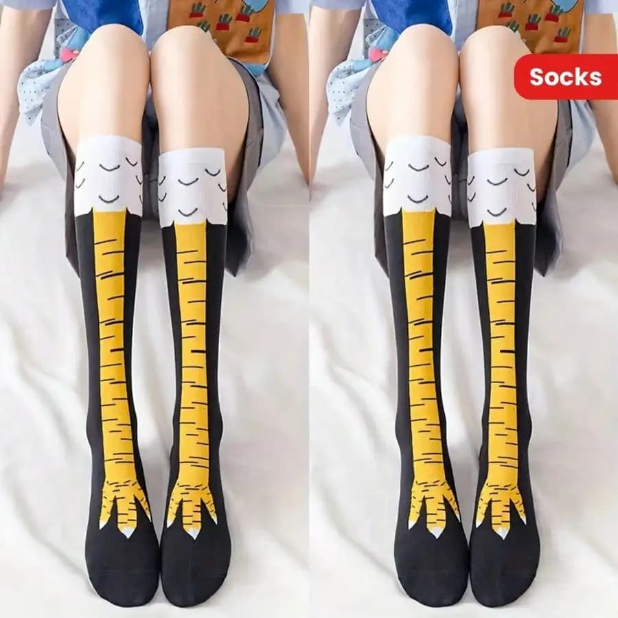 검정 치킨발 양말 3켤레 캐주얼 정장용 재미있는 디자인