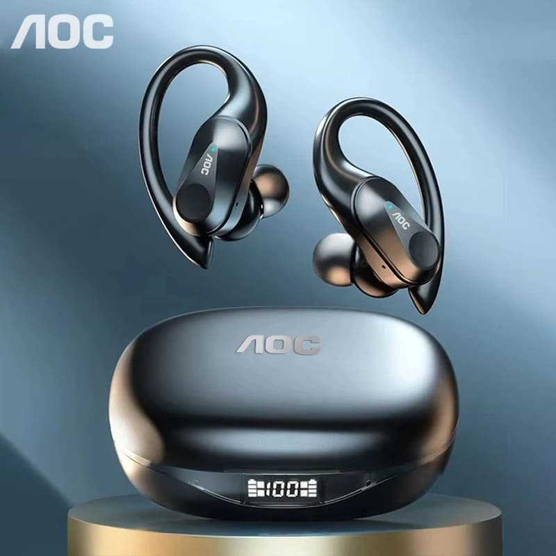 AOC 스포츠 무선 블루투스 이어폰 6.0 방수 LED 게이밍 저지연 LP75