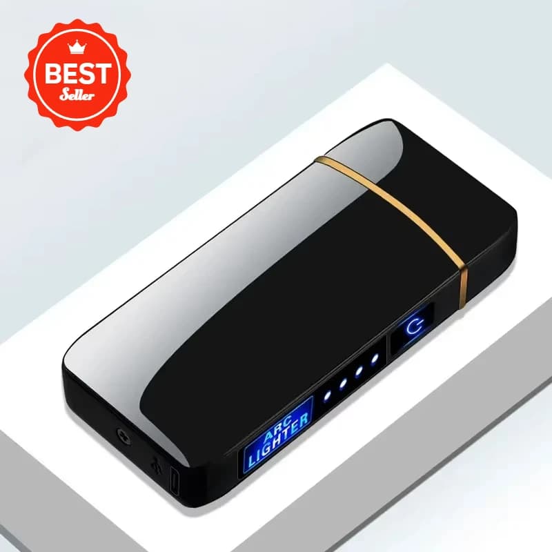 전동 방풍 메탈 라이터 더블 아크 플라즈마 USB 충전 LED 표시 터치 라이터
