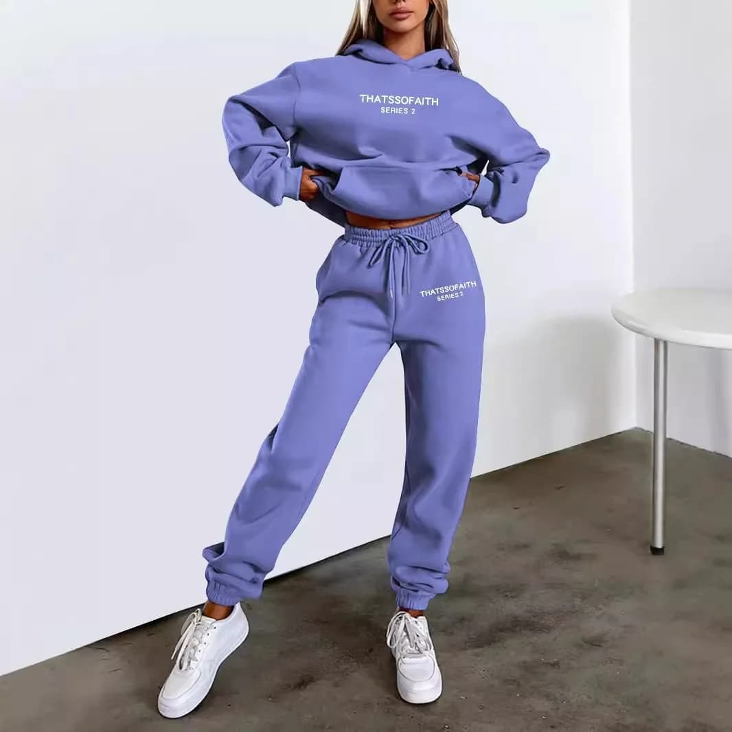 Women's Printed Hoodie Set Cotton Blend Comfortable Floral Pattern T-shirt with Pocket Full Sleeve Casual Outfit Matching Sets