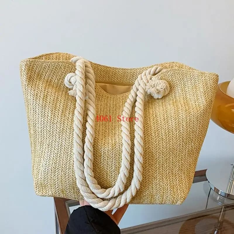 Women Beach Bag Straw Shoulder Bag Large Capacity Armpit Bag Female Underarm Bag Vacation Bag Handwoven Handbag