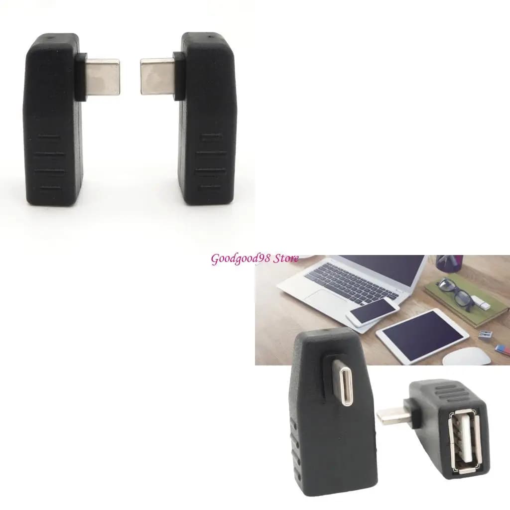 90도 USB C 수 to USB A 암 커넥터 OTG 어댑터 36mm 공간절약