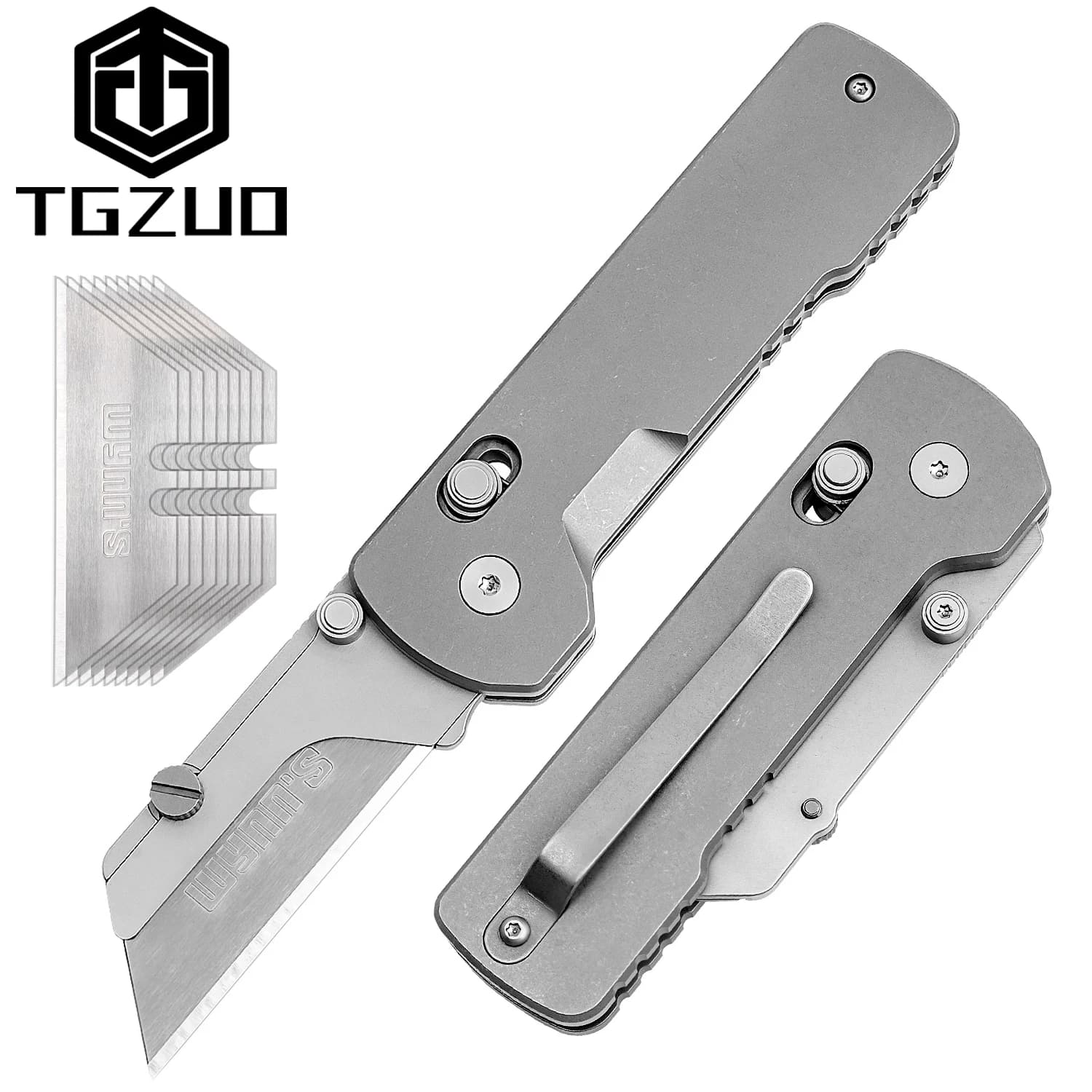 TGZUO 티타늄 폴딩 나이프 EDC 커터칼 (SK5 교체날)