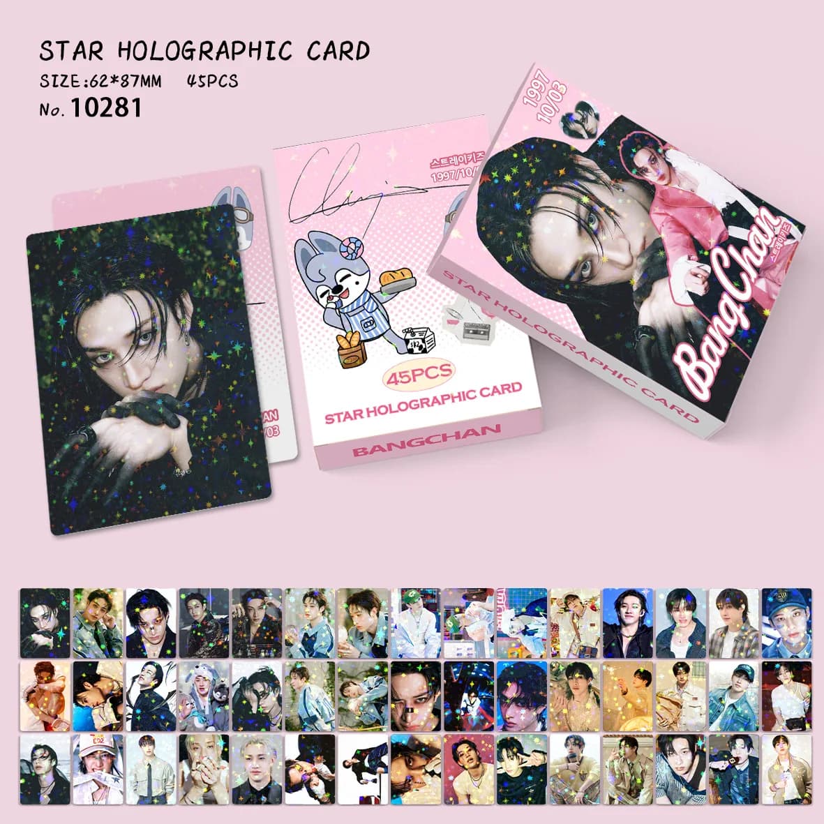 스트레이키즈 방찬 포토카드 45장 SKZOO 별 홀로그램 LOMO 카드 팬 컬렉션