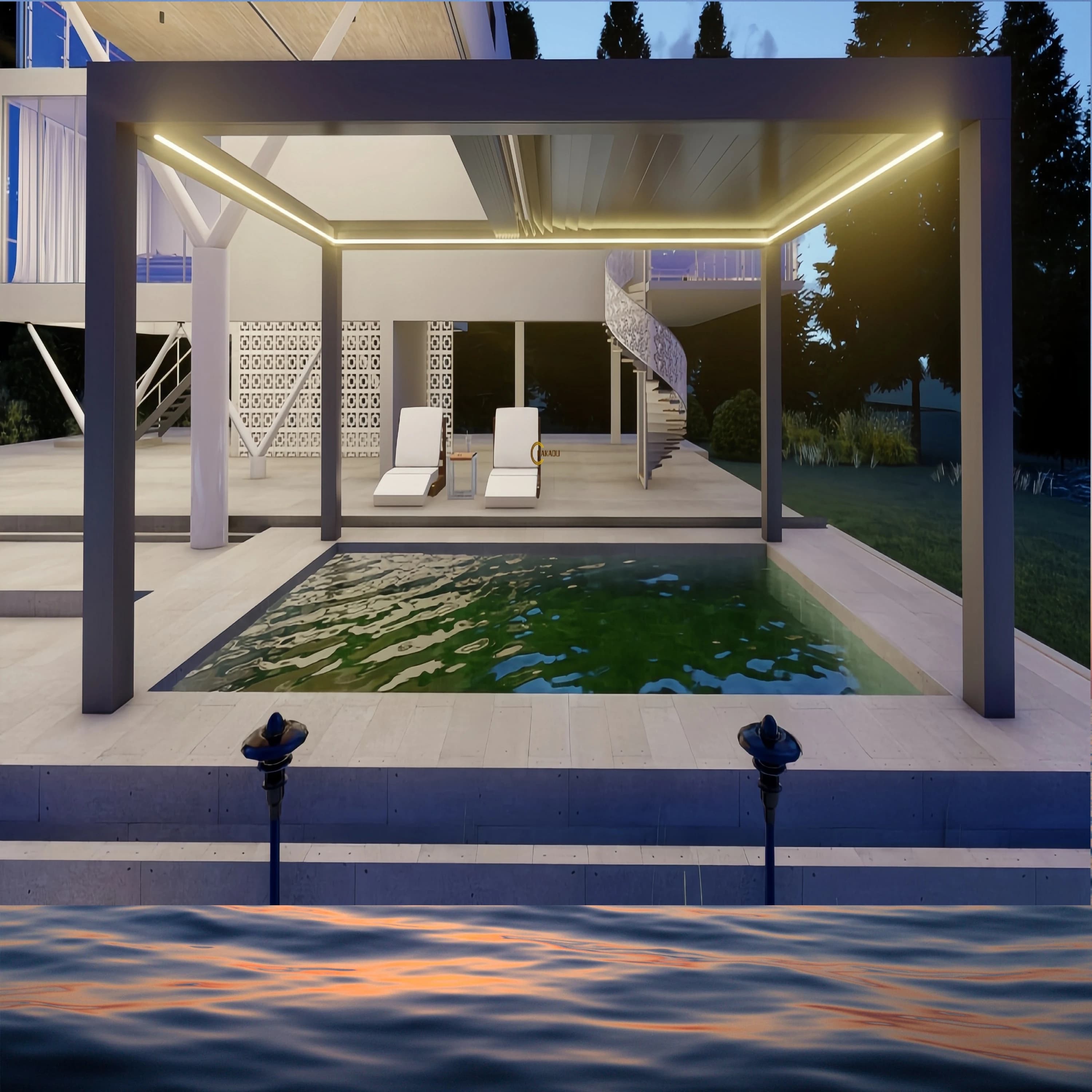 KAKADU 779 Motorised Aluminium Outdoor Bioclimatic Pergola Custom Modern Waterproof Outdoor Pergola Garden Louver Roof Pergola