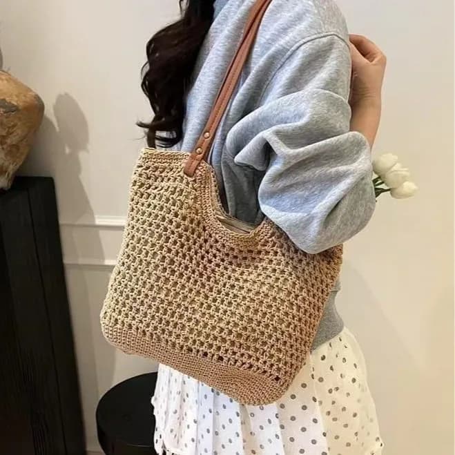 그물망 스트로 우븐백 손잡이 망사 가방