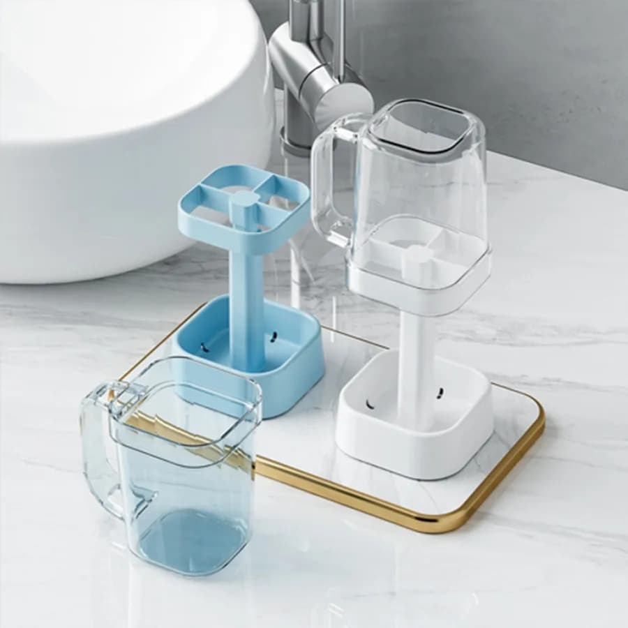 1PC Toothbrush Holder Mouthwash Cup Set, Practical Bathroom Organizer for Toothbrush Storage, Ideal Gift for Students & Couples