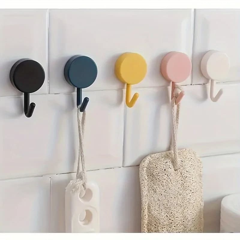 Large Quantity 10 Pack Colorful Adhesive Hooks,Strong Load-bearing Wall Hooks for Home Decor & Daily Storage Needs