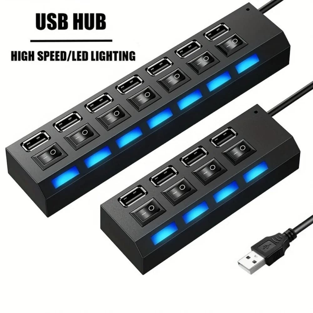 USB 2.0 허브 4/7포트 분배기 ON/OFF 스위치 확장기