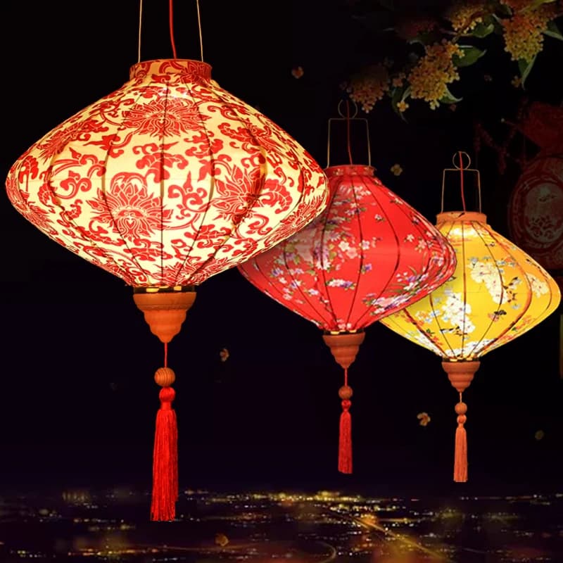 12/14 Inch Chinese Silk Lantern Retro Traditional Japanese Vietnam Lantern Balcony Party Spring Festival Wedding Hanging Decor