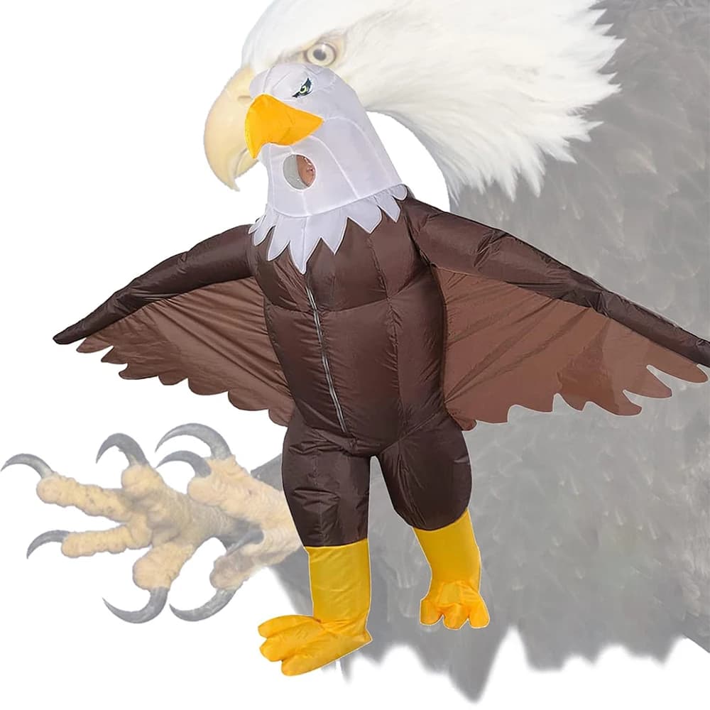 Halloween Adult Inflatable Bald Eagle Costume Air Blow Up Suit for Independence Day Party