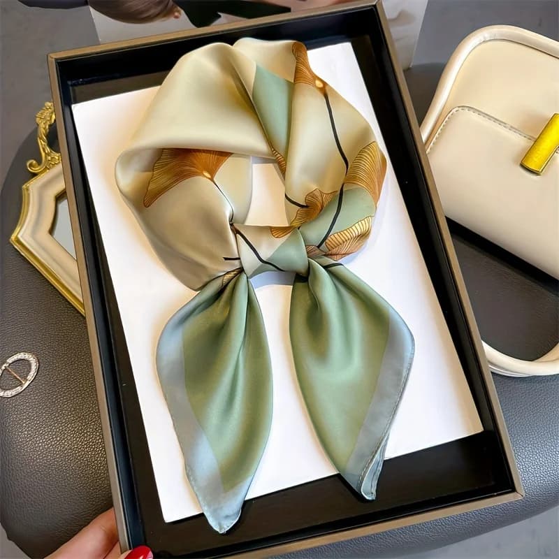 Luxury Print Spring Neck Tie Shawl 2025 Silk Square Scarf Women Wraps Female 70cm Hair Hand Wrist Headkercheif Hijab Bandana