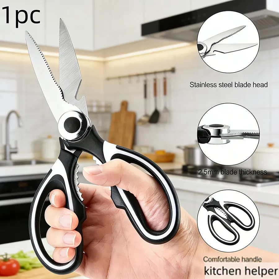 Stainless Steel Kitchen Scissors – Heavy Duty Multi-Purpose Shears for Cutting Meat & Vegetables, Cracking Nuts