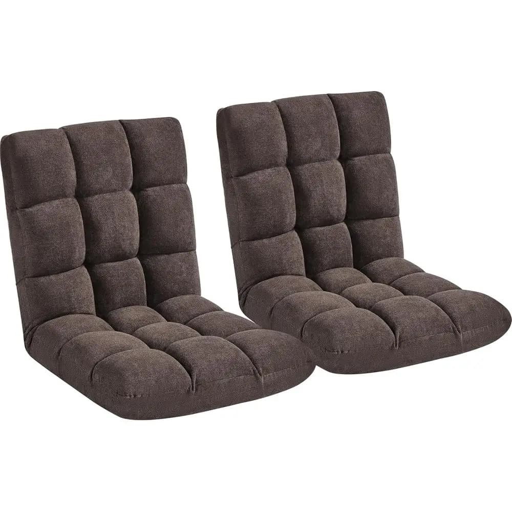 Padded Back Support Gaming Chair with Adjustable Backrest, 2-Piece Reclining Lounge Set, Brown